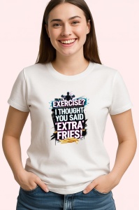 Tricou Exercise Thought You Said Extra Fries, Copii | Dama | Barbat - Img 3