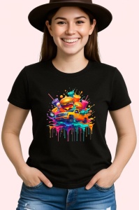 Tricou Fast food exploziv in stil pop art urban Copii | Dama | Barbat, culoare negru - Img 3