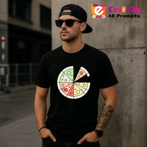 Tricou Felie Pizza Minimal Ilustratie, Copii | Dama | Barbat, culoare negru - Img 6