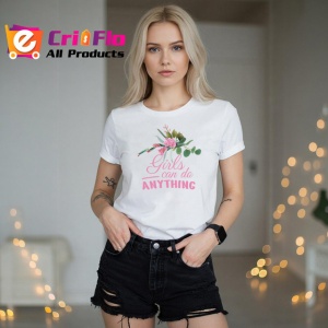 Tricou Fetele Pot Face Orice Design Floral V1, din bumbac 100% , tricou alb pentru Dama - Img 2