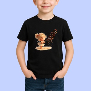 Tricou Fetita sufla inimioare Negru, Copii | Dama | Barbat