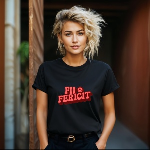Tricou Fii fericit Negru, Copii | Dama | Barbat - Img 11