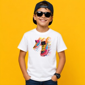 Tricou Fire Sneaker Burning Shoe Blue Red Urban Street Fashion, din bumbac 100% Copii | Dama | Barbat