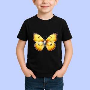 Tricou Fluture galben cald cu efect de catifea pe aripi Copii | Dama | Barbat Barbat - Img 6