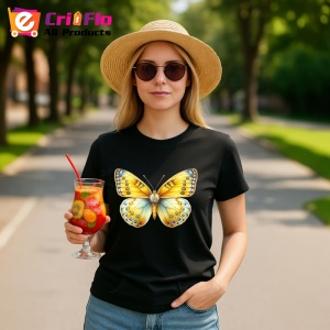 Tricou Fluture galben deschis cu accente albastre pastel Copii | Dama | Barbat Barbat - Img 22