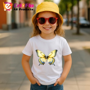 Tricou Fluture galben deschis cu margini albastre stil vintage Copii | Dama | Barbat Barbat - Img 14