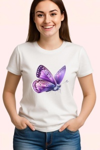Tricou Fluture mov pastel cu accente albe si tonuri fine Copii | Dama | Barbat Barbat - Img 3