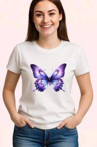 Tricou Fluture mov pastel cu aripi delicate si simetrice Copii | Dama | Barbat Barbat