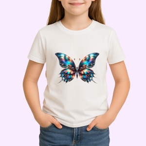 Tricou Fluture multicolor lucios cu reflexii sidefate Copii | Dama | Barbat Barbat