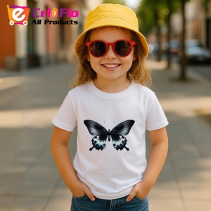 Tricou Fluture negru cu alb si albastru stil regal elegant Copii | Dama | Barbat Barbat - Img 15