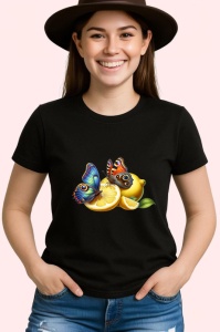 Tricou Fluture pe felii de lamaie desen decorativ estival Copii | Dama | Barbat Barbat - Img 7