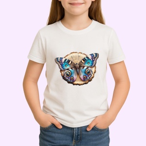 Tricou Fluture pe lemn decorat cu tonuri bej si turcoaz Copii | Dama | Barbat Barbat - Img 4