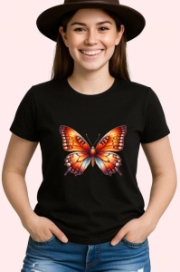 Tricou Fluture portocaliu cu degrade auriu grafica calda Copii | Dama | Barbat Barbat - Img 7
