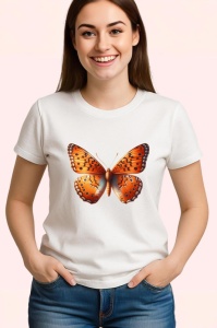Tricou Fluture portocaliu cu negru stil monarch realist Copii | Dama | Barbat Barbat - Img 3