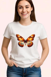 Tricou Fluture portocaliu intens in zbor design vibrant Copii | Dama | Barbat Barbat - Img 3