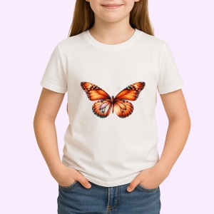 Tricou Fluture portocaliu pastel cu aripi translucide Copii | Dama | Barbat Barbat - Img 4