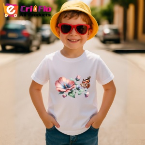 Tricou Fluture portocaliu pe flori de mac compozitie florala Copii | Dama | Barbat Barbat - Img 14