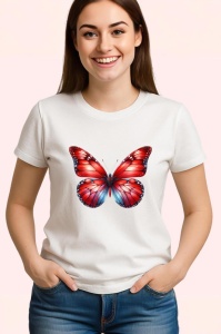 Tricou Fluture rosu aprins cu detalii in degrade spectaculos Copii | Dama | Barbat Barbat