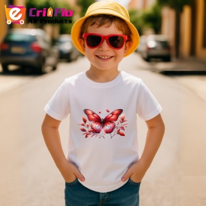 Tricou Fluture rosu pe crenguta cu frunze decor elegante Copii | Dama | Barbat Barbat - Img 14