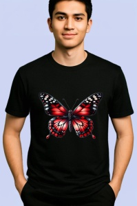 Tricou Fluture rosu si negru model clasic intens si simetric Copii | Dama | Barbat Barbat - Img 5