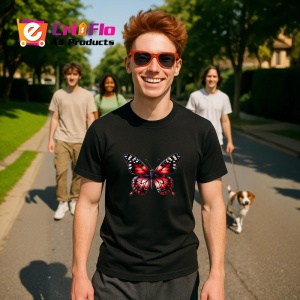 Tricou Fluture rosu si negru model clasic intens si simetric Copii | Dama | Barbat Barbat - Img 16