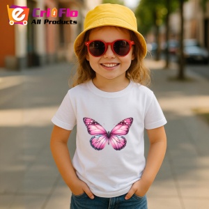 Tricou Fluture roz cu buline negre si degrade alb decorativ Copii | Dama | Barbat Barbat - Img 15