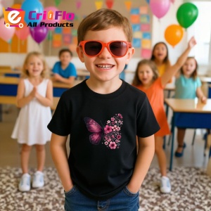 Tricou Fluture roz cu flori de primavara design elegant Copii | Dama | Barbat Barbat