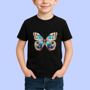 Tricou Fluture turcoaz si bej cu ochiuri decorative detalii unice Copii | Dama | Barbat Barbat - Img 5