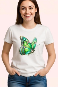 Tricou Fluture verde menta cu aripi mari texturate natural Copii | Dama | Barbat Barbat - Img 3