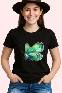Tricou Fluture verde natural cu aripi catifelate design botanic Copii | Dama | Barbat Barbat - Img 7
