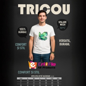 Tricou Fluture verde natural cu aripi catifelate design botanic Copii | Dama | Barbat Barbat - Img 10