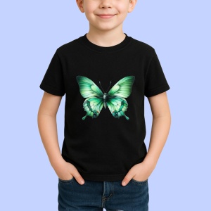Tricou Fluture verde smarald cu aripi in degrade natural Copii | Dama | Barbat Barbat - Img 5