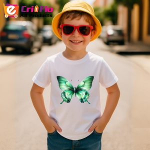 Tricou Fluture verde smarald cu aripi in degrade natural Copii | Dama | Barbat Barbat - Img 13