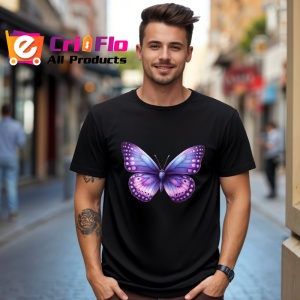 Tricou Fluture violet deschis cu margini mov intense Copii | Dama | Barbat Barbat - Img 17