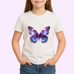 Tricou Fluture violet intens cu margini mov design regal Copii | Dama | Barbat Barbat - Img 4