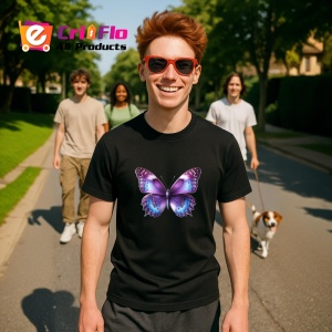 Tricou Fluture violet intens cu margini mov design regal Copii | Dama | Barbat Barbat - Img 16