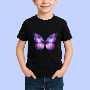 Tricou Fluture violet si albastru cu efect de galaxie pastel Copii | Dama | Barbat Barbat - Img 6