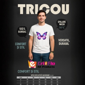 Tricou Fluture violet si albastru cu efect de galaxie pastel Copii | Dama | Barbat Barbat - Img 10