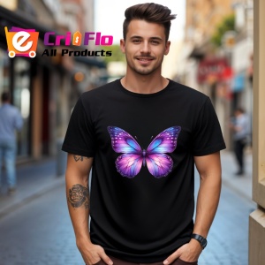 Tricou Fluture violet si albastru cu efect de galaxie pastel Copii | Dama | Barbat Barbat - Img 18