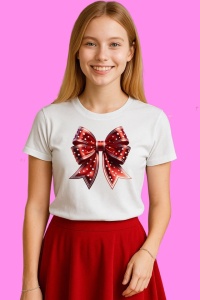 Tricou Funda Rosie Cu Buline Albe 4, din bumbac 100%, tricou alb, Copii | Dama | Barbat - Img 3