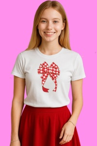 Tricou Funda Rosu Alb Carouri Mari, din bumbac 100%, tricou alb, Copii | Dama | Barbat - Img 3