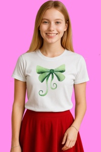 Tricou Funda Verde Acuarela Lunga, din bumbac 100%, tricou alb, Copii | Dama | Barbat - Img 3