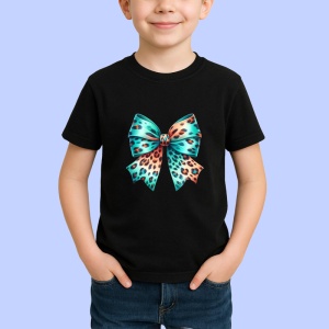 Tricou Fundita imprimeu leopard cu tonuri turcoaz si portocaliu design exotic Copii | Dama | Barbat Barbat - Img 6