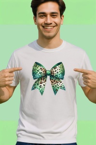 Tricou Fundita verde menta cu imprimeu leopard si accente aurii Copii | Dama | Barbat Barbat - Img 2