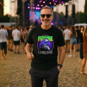Tricou Future - Chrome Glow, muzica Rap, Dama | Barbat | Copii, Culoare Negru - Img 8