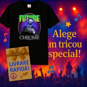 Tricou Future - Chrome Glow, muzica Rap, Dama | Barbat | Copii, Culoare Negru - Img 14