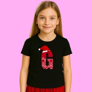 Tricou G Litera Rosie Cu Caciulita Si Inimioare Albe, din bumbac 100% Copii | Dama | Barbat