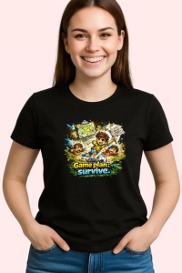 Tricou Game Plan Survive Copii Fotbal Minge, din bumbac 100%, tricou negru Dama | Barbat - Img 2