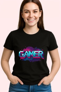 Tricou Gamer Neon Stil Retro, Copii | Dama | Barbat, culoare negru - Img 4
