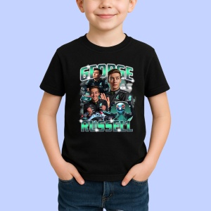 Tricou George Russell Imagine Echipa Mercedes Colaj, Copii | Dama | Barbat , tricou negru - Img 2